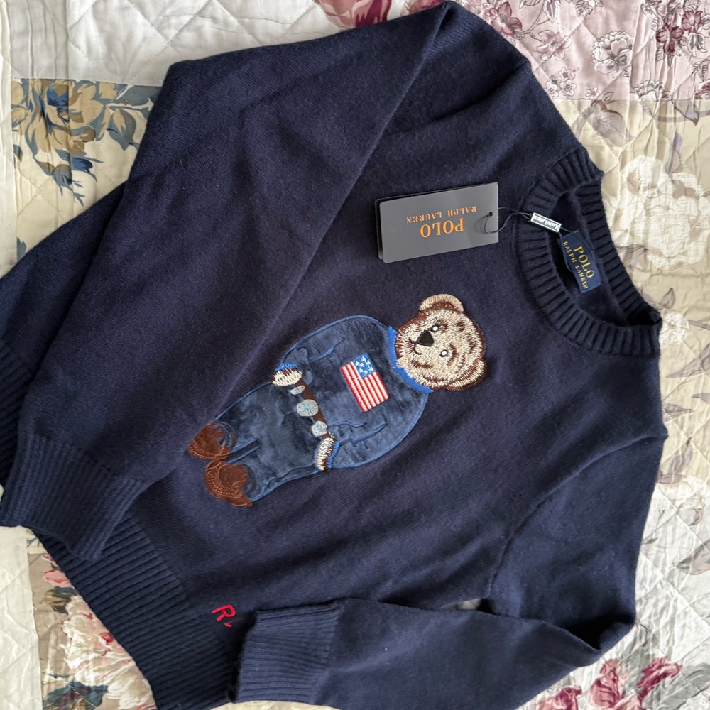 Ralph Lauren Dark Blue Sweater with Bear Design